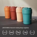 LARS NYSØM Thermo Coffee Mug to go 13oz | Travel Mug 0.38 Liter with Insulation | Leak Proof Stainless Steel Thermal Tumbler for Coffee and Tea on the Go (Almond Beige, 12.9oz)