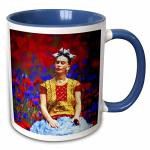 3dRose Frida- Free Artistic Adaptation of the Mexican Paintress 11oz Two-Tone Blue Mug