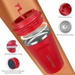 SPLMIFA Travel coffee mugs leak-proof, reusable coffee cup with lid, stainless steel vacuum insulated coffee tumblers, thermal insulation cups for men & women keep drinks hot & cold (2nd-Red, 17OZ)