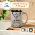 Christian Art Gifts Large Ceramic Coffee & Tea Mug for Men, Dads & Pastors: Man's Heart Plans Inspirational Bible Verse Microwave/Dishwasher Safe Drinkware, Lead/Cadmium-free, Café Brown/Black, 14 oz.
