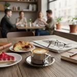 Acellegic 6 Pack Stainless Steel Coffee Cups Set, 7oz Insulated Espresso Cups with Spoon and Saucer, Double Walled Coffee Mugs for Latte, Tea, Milk, Cappuccino