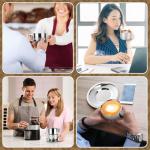 Acellegic 6 Pack Stainless Steel Coffee Cups Set, 7oz Insulated Espresso Cups with Spoon and Saucer, Double Walled Coffee Mugs for Latte, Tea, Milk, Cappuccino