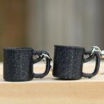 3D Print Mug Earrings and accessories for women and girls coffee caffeine lovers enthusiasts quirky modern contemporary artsy adorable mini tiny cute unique from sueno pots (Glitter Black)