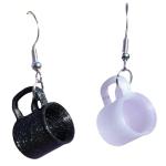 3D Print Mug Earrings and accessories for women and girls coffee caffeine lovers enthusiasts quirky modern contemporary artsy adorable mini tiny cute unique from sueno pots (Glitter Black)