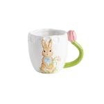 Mud Pie Stoneware Easter Bunny Mug with Figural Pink Tulip Handle