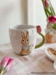 Mud Pie Stoneware Easter Bunny Mug with Figural Pink Tulip Handle