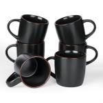 famiware Mercury Coffee Mugs 13 oz, Coffee Mugs Set of 6 with Handle, Cups for Latte, Hot Tea, Cappuccino, Mocha, Cocoa, Matte Black