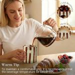 KOIMYSA Ceramic Coffee Mug with Half Lid, 12oz Handmade Retro Striped Travel Mug, Minimalist To Go Coffee Cup for Home Office, Reusable Pottery Tumbler, Brown