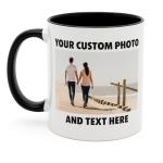 Personalized Coffee Mug | Custom Photo, Text, or Logo Cup (11oz, Black Rim, Inner, and Handle) |Dishwasher & Microwave Safe |Unique Gift for Men & Women –Taza Personalizada