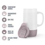 Ello Jane 18oz Ceramic Travel Mug with Handle, Splash-Resistant Slider Lid and Built-in Coaster, Perfect for Coffee and Tea, BPA Free, Dishwasher Safe, Gift for Him Her Birthday, Mauvewood