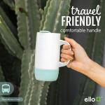 Ello Jane 18oz Ceramic Travel Mug with Handle, Splash-Resistant Slider Lid and Built-in Coaster, Perfect for Coffee and Tea, BPA Free, Dishwasher Safe, Gift for Him Her Birthday, Mauvewood