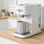 ALOFMO Coffee Mugs Set of 6, 17oz Ceramic Mugs with Handpainted Blue Gray Stripe Pattern, Modern Stackable Coffee Cups, Dishwasher and Microwave Safe Mugs for Home & Office