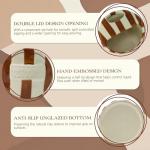 KOIMYSA Ceramic Coffee Mug with Half Lid, 12oz Handmade Retro Striped Travel Mug, Minimalist To Go Coffee Cup for Home Office, Reusable Pottery Tumbler, Brown