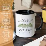 Foyoulame Pop Pop Coffee Mugs, Grandpa Gifts for Father's Day from Grandchildren, Grandpa Tea Cup Gifts for Birthday, World's Best Pop-Pop Ceramic Coffee Tea Mug 11oz
