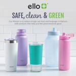 Ello Jane 18oz Ceramic Travel Mug with Handle, Splash-Resistant Slider Lid and Built-in Coaster, Perfect for Coffee and Tea, BPA Free, Dishwasher Safe, Gift for Him Her Birthday, Mauvewood