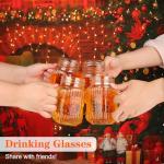 Magicsky Mason Jar Cups with Handles, Vintage 16 oz Glass Iced Coffee Cup with Bamboo Lids and Straws, Pint Drinking Jars Mug for Smoothie, Cold Drinks, Juice, Party Beverages, Set of 4