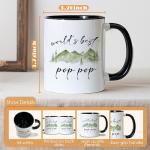 Foyoulame Pop Pop Coffee Mugs, Grandpa Gifts for Father's Day from Grandchildren, Grandpa Tea Cup Gifts for Birthday, World's Best Pop-Pop Ceramic Coffee Tea Mug 11oz