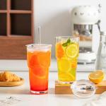 INSETLAN 20oz Clear Glass Cup with Lid and Glass Straw, Set of 2 Thickened Glass Coffee Tumblers, Drinking Glasses with Straw for Smoothie, Tea, Milk, Whiskey, Water and More – Elegant & Durable