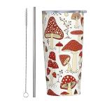 Kaireno Mushroom Tumbler Field Plants Leaf Stainless Steel Insulated Tumblers with Lid Straw Reusable Mushrooms Coffee Travel Mug Drinking Water Wine Cups Birthday Gifts for Women 20 Oz
