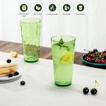 MIYOPESI 26oz Acrylic Glasses Drinkware (Set of 6), Hammered Design Shatter-Proof Plastic Cups, Reusable Large Drinking Tumblers, Stackable, BPA-Free, Dishwasher-Safe (Green)