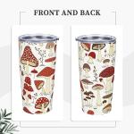 Kaireno Mushroom Tumbler Field Plants Leaf Stainless Steel Insulated Tumblers with Lid Straw Reusable Mushrooms Coffee Travel Mug Drinking Water Wine Cups Birthday Gifts for Women 20 Oz