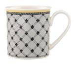Villeroy & Boch Audun Promenade Coffee Mug, Premium Porcelain, Made in Germany, 10 oz Capacity, White/Gray/Yellow