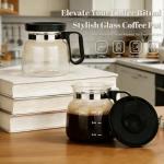 Luyyholara 16 Oz Glass Coffee Pot Mug with Spill Proof Lid, Heatproof Clear Cup for Travel & Office, Gift for Coffee Lovers (1 Pack)