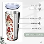 Kaireno Mushroom Tumbler Field Plants Leaf Stainless Steel Insulated Tumblers with Lid Straw Reusable Mushrooms Coffee Travel Mug Drinking Water Wine Cups Birthday Gifts for Women 20 Oz