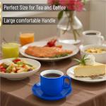 BTaT- Stackable Coffee Cups with Saucers, Set of 6, 8 Ounce, Navy Blue, Porcelain Cappuccino Cups for Coffee Drinks, Cappuccino, Latte, Espresso, Americano and Tea, Microwave & Dishwasher Safe