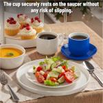 BTaT- Stackable Coffee Cups with Saucers, Set of 6, 8 Ounce, Navy Blue, Porcelain Cappuccino Cups for Coffee Drinks, Cappuccino, Latte, Espresso, Americano and Tea, Microwave & Dishwasher Safe