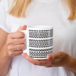 Funny Hidden Message Ceramic Coffee Mug with Black Rune Pattern for Adults, Men & Women – 11oz Durable Ceramic Cup for Coffee Lovers | Unique Office Prank, White Elephant Gift