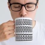 Funny Hidden Message Ceramic Coffee Mug with Black Rune Pattern for Adults, Men & Women – 11oz Durable Ceramic Cup for Coffee Lovers | Unique Office Prank, White Elephant Gift