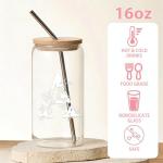 Personalized Gifts for Women, Monogrammed Glass Cups with Lids and Straws, Customized Gifts for Women, Cute Design Initial Iced Coffee glasses, Custom Letter Mug, Birthday Bridesmaid,G