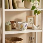 STAWGRNY Handmade Ceramic Coffee Mug 6.5 oz Small Coffee Mug Cute Floral Mug Tea Cup Espresso Mug Aesthetic Mug Cute Coffee Cup Gift for Women (Yellow and Purple Flowers)