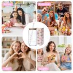 Personalized Gifts for Women, Monogrammed Glass Cups with Lids and Straws, Customized Gifts for Women, Cute Design Initial Iced Coffee glasses, Custom Letter Mug, Birthday Bridesmaid,G