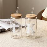 Personalized Gifts for Women, Monogrammed Glass Cups with Lids and Straws, Customized Gifts for Women, Cute Design Initial Iced Coffee glasses, Custom Letter Mug, Birthday Bridesmaid,G