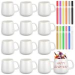 Mifoci 12 Sets Make Your Own Mug Mother's Day Gifts Painted Ceramic Mugs to Paint Kit You Can Decorate Coffee Cup Decorating Kit DIY Ceramic Cup for DIY Create a Keepsake Gift Craft (Classic)