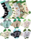 Halfchet 6 Pairs Tea Lover Socks for Women Novelty Cotton Crew Socks Tea Gift for Book Lovers Calm Lifestyle Birthday Favors
