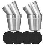 Youda Stainless Steel Double Walled Insulated Cups(Set of 4) Stackable, Coffee Cup/Tea Cup/Chilling Beer Glasses, Great for Toddlers, for Travel, Outdoor, Camping&Everyday(6 oz, Silver)