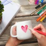 Mifoci 12 Sets Make Your Own Mug Mother's Day Gifts Painted Ceramic Mugs to Paint Kit You Can Decorate Coffee Cup Decorating Kit DIY Ceramic Cup for DIY Create a Keepsake Gift Craft (Classic)