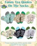Halfchet 6 Pairs Tea Lover Socks for Women Novelty Cotton Crew Socks Tea Gift for Book Lovers Calm Lifestyle Birthday Favors