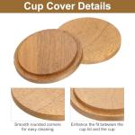 Uxcell Wooden Bamboo Tea Glass Cup Lid, 2.91 Inch, Sealed Lid - Pack of 2