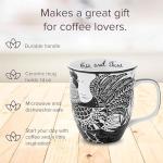 Karma Gifts 14 oz Black and White Boho Mug Rooster - Cute Coffee and Tea Mug - Ceramic Coffee Mugs for Women and Men