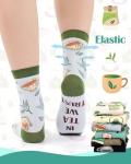 Halfchet 6 Pairs Tea Lover Socks for Women Novelty Cotton Crew Socks Tea Gift for Book Lovers Calm Lifestyle Birthday Favors