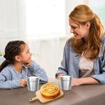 Youda Stainless Steel Double Walled Insulated Cups(Set of 4) Stackable, Coffee Cup/Tea Cup/Chilling Beer Glasses, Great for Toddlers, for Travel, Outdoor, Camping&Everyday(6 oz, Silver)