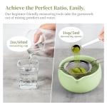 YIBO Matcha Whisk Set, Matcha Kit Bamboo Whisk and Ceramic Bowl with Spout & Measuring Spoon & Cup, Japanese Ceremony Matcha Tea Making Tools Green