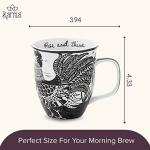 Karma Gifts 14 oz Black and White Boho Mug Rooster - Cute Coffee and Tea Mug - Ceramic Coffee Mugs for Women and Men