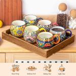 Henten Home Ceramic Coffee Mug Set of 6, 20 oz Colorful Coffee Cup with Handle, Boho Porcelian Mug for Cappuccino, Latte, Tea, Hot Chocolate, Cocoa, Microwave & Dishwasher Safe