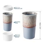 GIROFLIER Ceramic Travel Mug with Lid (12 oz) – Aesthetic Coffee Cup for Women & Men, Modern Minimalist Travel Mug, Microwave & Dishwasher Safe, Fits Car Cup Holder (Whispy Blue)