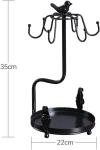 Evolkult Coffee Mug Tree, Coffee Cup Holder for Countertop with 6 Hooks, Tea Cup Holder with Small Storage Area Metal Mug Rack Display for Counter Top Kitchen Organizer,Black